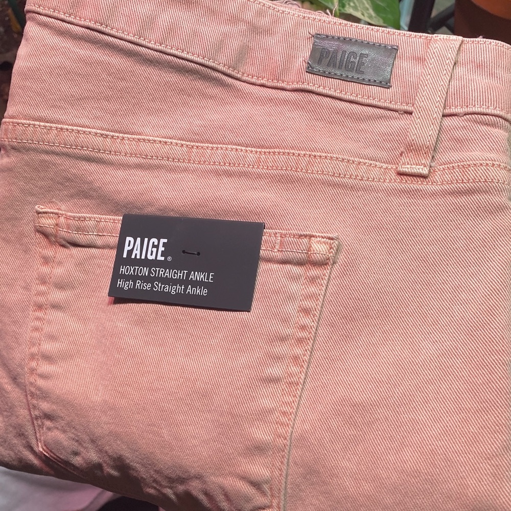 Paige Jeans - size 34 Womens Hoxton (raw hem) straight high rise in blush ankle